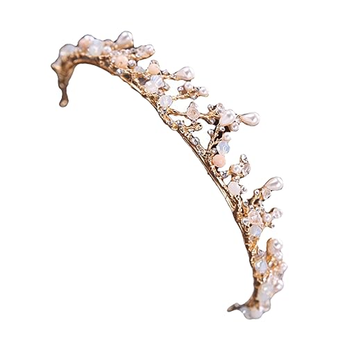 ibasenice 1 Stück Goldene Krone Hochzeit Kopfschmuck Für Braut Kleines Mädchen Tiara Kopfschmuck Perle Tiara Mädchen Party Kopfschmuck Kleines Mädchen Party Die Krone Party Tiara von ibasenice
