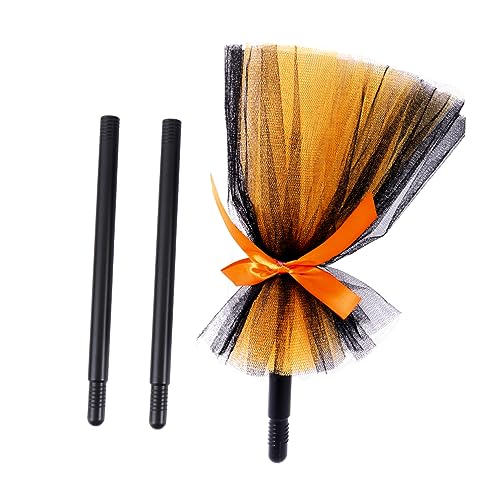 ibasenice 1 Stück Halloween Hexenbesen Halloween Costume Halloween Kleidung Party Dekoration camoing Weihnachtskostüm Kostümbesen Halloween-Besen Halloween-Performance-Requisite Tuch Orange von ibasenice