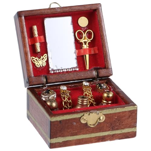 ibasenice 1 Stück Miniatur Schmuckkästchen Schmuckdisplay Puppenhaus Miniaturzubehör Mädchenspielzeug Mädchenzubehör Dekorationen Retro Miniaturen Puppenhauszubehör Minispielzeug von ibasenice
