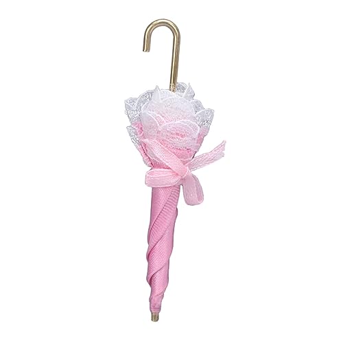 ibasenice 1 Stück Pink Regenschirmmodell Simulationsschirm Fotodekoration Puppenhausangebot Puppenhausdekoration Mini -Regenschirm Regenschirm-Modell Mini-Dekoration Rosa Legierung von ibasenice