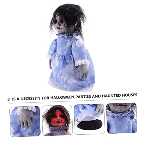ibasenice 1 Stück Sprachaktivierte Induktions-Laufpuppe Halloween Puppen Halloween Scherzartikel Animierte gruselige Halloween-Puppen Plüsch Spukhaus Requisiten Halloween -Dekorationen Black von ibasenice