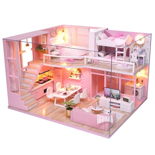 ibasenice 1 Stück Wohnung selber Bauen DIY Holzhaus Handgemachtes Spielzeughaus DIY Kreatives Miniaturhaus Kabinenmodell Miniatur DIY Miniatur DIY Wohnung Mini-Wohnung von ibasenice