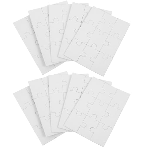 ibasenice 10 Blatt Leere Puzzles DIY-Graffiti-Puzzleteile Weiße Holzpapier-Puzzles Leere Puzzles Für Kunst- Und Handwerksprojekte von ibasenice