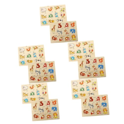 ibasenice 10 Sätze Brettpuzzle greifen Holzpuzzle für Kleinkinder Puzzlebrett in Holzform Kinder rätsel Spielzeug Baby-Rätsel Steckpuzzle für Kleinkinder hölzern Brett greifen Holznagel von ibasenice