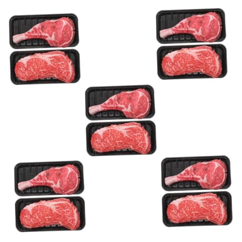 ibasenice 10 Sätze Realistische Steak Attrappe Detailgetreues Künstliches Rindersteak aus Langlebigem Material Vielseitige Dekoration und Fotorequisite für Restaurant und Wohnraumgestaltung von ibasenice