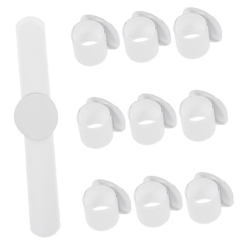 ibasenice 10 Stück Armbanddekoration Slap-Bands Armband Partygeschenke Blanko-Druckknopfbänder weihnachten party partyzubehör Slap-Armband- leere Armbänder Metall Weiß von ibasenice