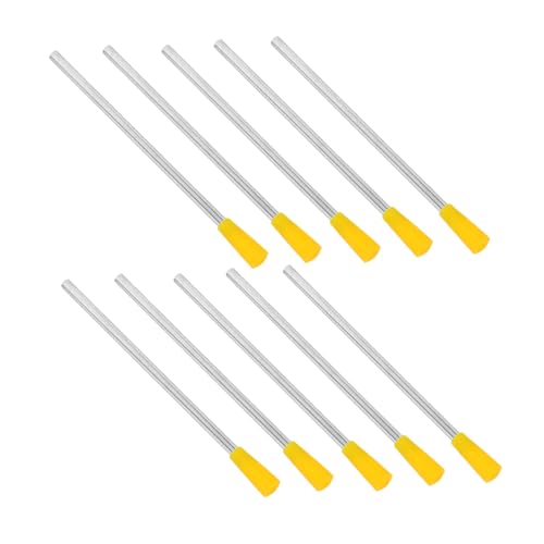 ibasenice 10 Stück Dreieck Eisenstangen Abendessen Glocke dreieck Musikinstrument Abendessen-Dreieck Glockenschlägel Percussion Trommelhammer Dreiecksschläger Plastik Gelb von ibasenice