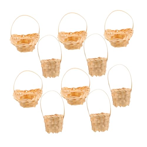 ibasenice 10 Stück Mini Rattankorb Puppenhauskorb Mini Imitation Rattan Gewebekorb Körbe Zum Basteln Puppenhaus Aufbewahrungskorb Puppenhaus Dekorationen Winziger Korb von ibasenice
