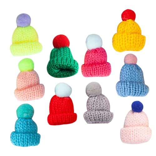 ibasenice 10 Stück Mini-Wollmütze Miniatur Erwachsene häkeln Puppenmützen Stricken kleine Hüte zum Basteln Minihüte für Puppe DIY Mini strickmützen Kleiner Bastelhut Garn von ibasenice