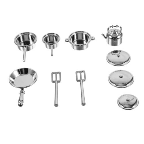 ibasenice 10 Stück Miniatur Küchengeräte Mini-Küchendekoration Puppenküche spielküchenzubehor spielküchenzubehöhr Mini-Küchenutensilien-Modell Puppenhaus-Kochgeschirr Legierung Silver von ibasenice