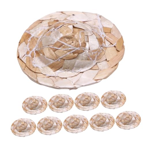 ibasenice 10 Stück Miniatur Minihüte Strohhüte Babypuppenkleidung Puppenstrohhalme Babypuppenzubehör Puppen Minihut Mini Sombrero Hüte Damen Strohhut Strohhut von ibasenice