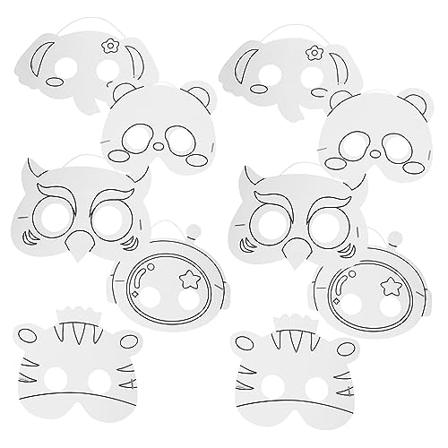 ibasenice 10 Stück Papiermasken zum Basteln halloween masken halloweenmaske Masken für Fasching Bastelmasken hallowen masks leere Hälfte Maskerademaske Maskerade Masken Masse Weiß von ibasenice