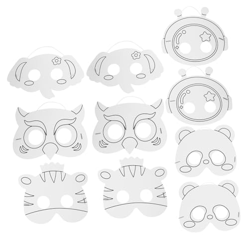 ibasenice 10stücke Blanko-masken Papier Handgemachte Tiermasken Malen Für Halloween Und Kreative Bastelprojekte von ibasenice