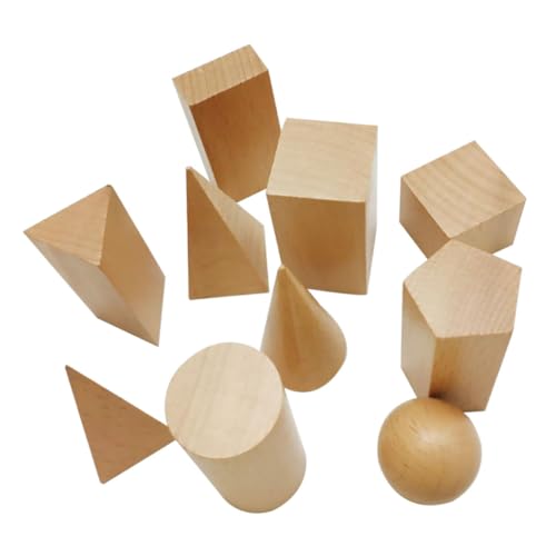 ibasenice 10 Stück Teiliges Geometrisches Holz bauspielzeug für Pädagogisches Lernspielzeug Fördert Kreativität Räumliches Denken und Praktische Fähigkeiten aus Glattem Solidem Buchenholz von ibasenice
