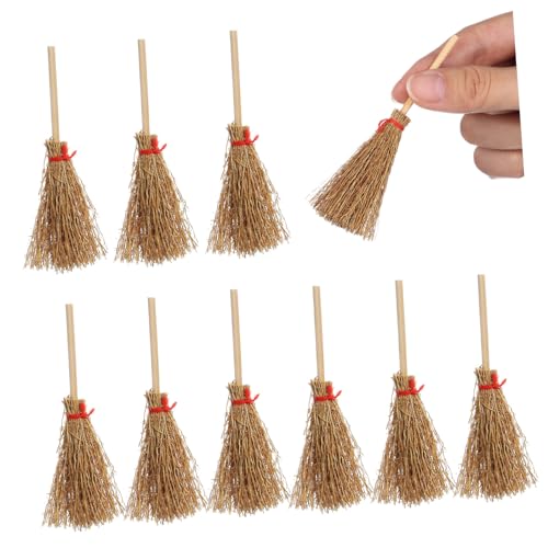 ibasenice 10 Stück Teiliges Mini Hexenbesen mit Aufhängeseil Langlebige Halloween Deko Requisite für Hexenkostüm als Partyanhänger und Bastelzubehör von ibasenice