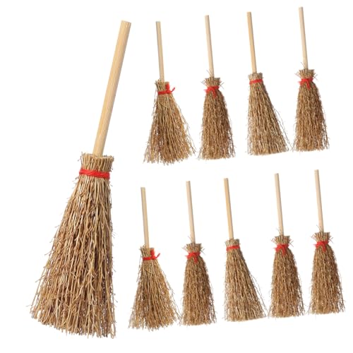 ibasenice 10 Stück Teiliges Mini Hexenbesen mit Band Halloween Deko Handliche Hexenrequisite für Party und Kostüm Langlebige Bastelaccessoires für Erwachsene von ibasenice