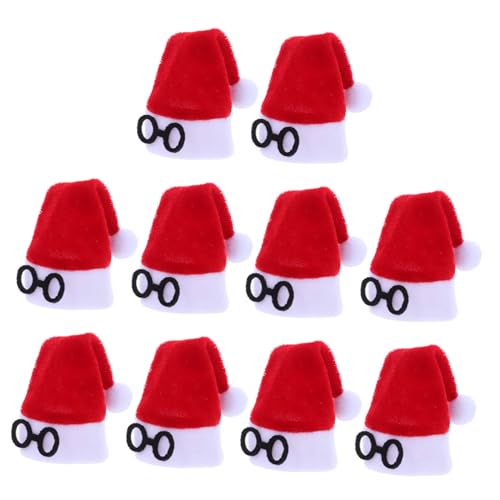 ibasenice 10 Stück Teiliges Mini Santa Mützen aus Weichem Flanell Vielseitige Weihnachtsdeko für Tischbesteck Weinflaschen Diy Bastelprojekte Rote Mini Hüte mit Weißem Bommel Festliche Tisch von ibasenice