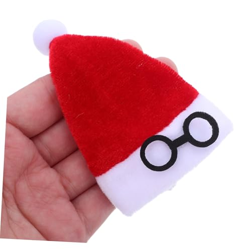 ibasenice 10 Stück Teiliges Mini Weihnachtsmützen Rot Vielseitige Weihnachtsdeko für Weinflaschen Besteckhalter und Puppen Weicher Flanell Festliche Tischdekoration für Weihnachtsfeier von ibasenice