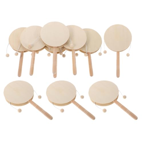 ibasenice 10 Stück Teiliges Unfertige Holz Rasseltrommeln für Runde DIY Percussion Spielzeuge aus Sicherem Holz Leicht und Ergonomisch zum Bemalen und Kreativen Basteln im Vorschulalter von ibasenice