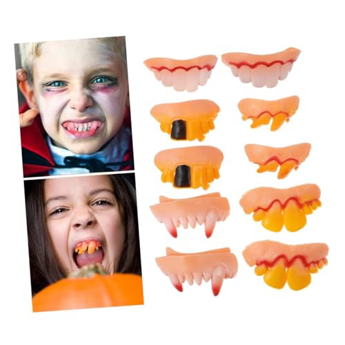 ibasenice 10 Stück Zahnersatz Halloween Costume idea Halloween zähne Halloween Dekoration Fake zähne Halloween Kostümidee Fake Teeth Halloween-Gebiss Halloween knifflige Requisiten Kieselgel von ibasenice