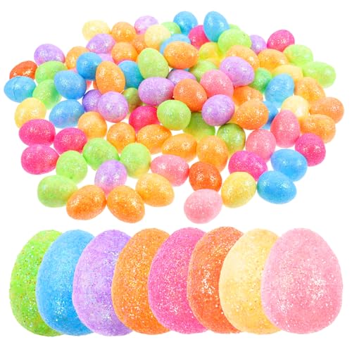 ibasenice 100 Stück Bunte Schaumeier Glitzereier Gänseblümchen glitzernde Eier Eierglitzer Mini ostereier easter egg decoration Ei selber basteln ei zum selber basteln von ibasenice
