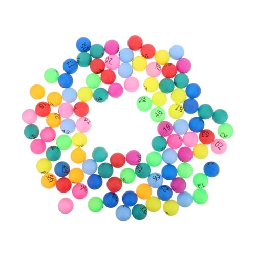 ibasenice 100 Stück Farbkugeln und Gewinnbälle Bälle ziehen Gewinnspielkugeln Tombola-Kugelnummern Bingo-Zahlen für Events Lotteriekugeln Bunte Pong-Bälle Bingo-Ersatzkugeln pp von ibasenice