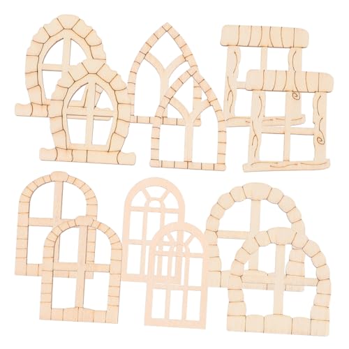 ibasenice 100 Stück Feen -tür -gartentür Miniatur-Fenster-tür-Dekoration Fee Tür Handwerk Feentür Aus Harz Miniatur-bastelbedarf Mini-holzfenster Miniatur-puppenhausfenster Beige Hölzern von ibasenice