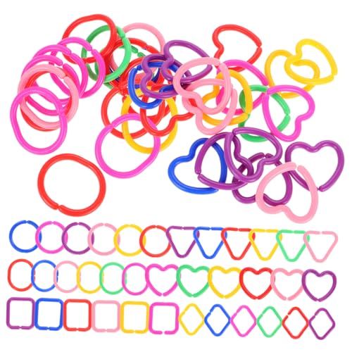 ibasenice 100 Stück Geometrische Schnallenspielzeug Kettenglieder Babyspielzeugringe Linkspielzeug für Babys Babyspielzeug verbindet Ringe Spielzeugkette Mathe-Links Plastik von ibasenice