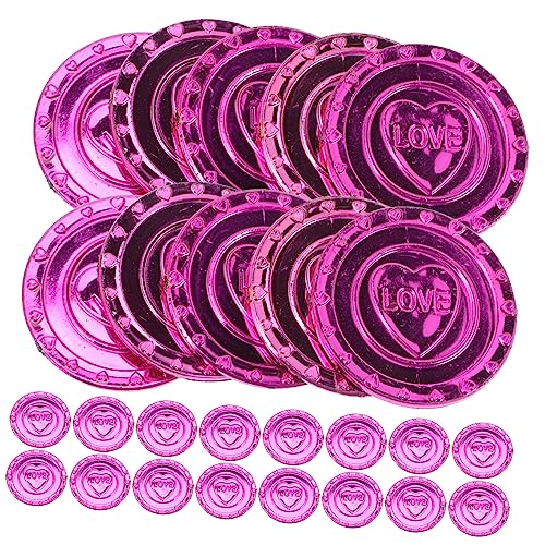 ibasenice 100 Stück Liebesmünze Zum Valentinstag Valentinstag-Party Piratenspielzeug Valentinstag Partyzubehör Piratenschmuck Valentinstag Liebesmünzen Schatz Plastik Rot von ibasenice