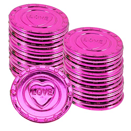 ibasenice 100 Stück Liebesmünze zum Valentinstag Valentinstagdekorationen Valentinstag-Party Valentine Decoration valentinsdekoration Spielmünzen Schatz der Piratenmünzen Plastik rot von ibasenice