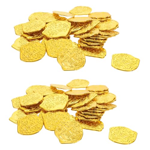 ibasenice 100 Stück Teiliges Piratenmünzen Kunststoff Realistische Goldene Spielmünzen für Vintage-Stil Leicht und Detailreich für Piraten-Party Schatzsuche und Dekoration ibasenice 100 Stück Teiliges Piratenmünzen Kunststoff Realistische Goldene Spielmünzen für Vintage-Stil Leicht und Detailreich für Piraten-Party Schatzsuche und Dekoration von ibasenice