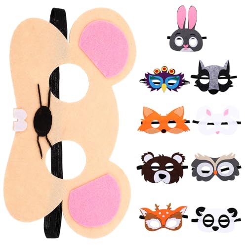 ibasenice 10St Dschungel-Jagdmaske halloween costume halloween kleidung party sachen Waldtiermasken Partymaske ausfallen Halloween- Cosplay-Versorgung Geburtstagsdekorationen Vlies von ibasenice