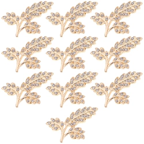 ibasenice 10St Haarschmuck aus Blättern Stift Babyspielhalle Mini-Strassblatt Korb Haarschmuck Haar spangen Miniblatt zur Haarnadelherstellung Mini-Blatt-Dekorationen Eisen Golden von ibasenice