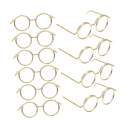 ibasenice 10St Puppenzubehör puppentasche Puppen Kleidung einmachgläser mini weingläser klein kleine ferngläser Basteln Sie eine Brille zum Dekorieren Miniatur-Puppenbrille Metall Golden von ibasenice