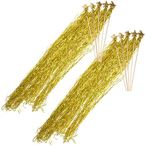 ibasenice 10St Zauberstab Glitzer Zauberstäbe Feenstäbe, Masse Partydekorationen für Prinzessinnen Fairy Wand Party mitgebsel Sternenstäbe Star Fairy Zauberstäbe Sticks Plastik Golden von ibasenice