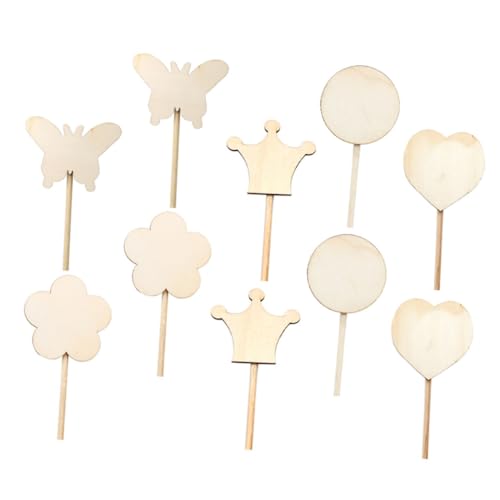 ibasenice 10St Zauberstab Hexenglocke Feenhaus Feenflügel zum Leuchten bringen Hexen-Kit Leere Fee für kinderspielzeug dekoringe Feenstab-Malstab Feenstock hölzern Beige von ibasenice