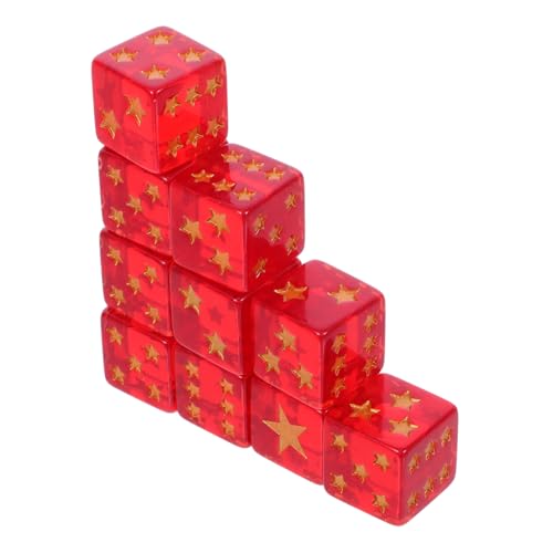 ibasenice Sternwürfel-Set 10er-Pack Spielwürfel Aus Kunstharz Große Miniatur-tischspiele Durchscheinend Rot Für Partys von ibasenice