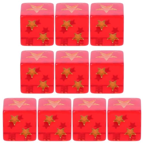 ibasenice 10st Fünfzackiger Sternwürfel Spielwürfel in Durchscheinenden Farben Tischspielwürfel Würfel Für Miniaturspiele Künstlerwürfel Acryl Würfel LRC-würfelspiel Spielzubehör Harz Rot von ibasenice
