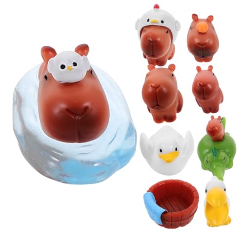 ibasenice 10st Mikrolandschaft Wasserschwein Sensorisches Spielzeugfiguren Klein Winzig Tiere Miniatur Zappeln Mini-tierfiguren Babyparty-Spiele Gans Frosch Matschig Harz von ibasenice