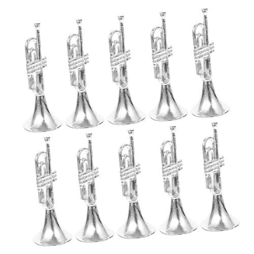 ibasenice 10st Musikinstrumentenmodell Plüsch Trompetenverzierung Puppenhaus-trompete Minibass Hornkinder -trompete Lebensechte Trompete Kleine Geige Figuren Plastik Silver von ibasenice