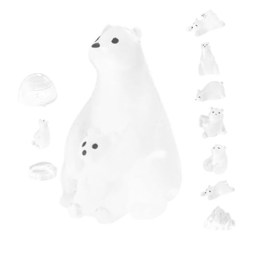 ibasenice 11 Stück Miniatur-eisbär-ornamente Eisbär Kuchendeckel Polartier- Kleine Meerestierfiguren Kleine Weihnachtsfiguren Weihnachts-eisbären Mini -tierfiguren Minibären Harz Weiß von ibasenice