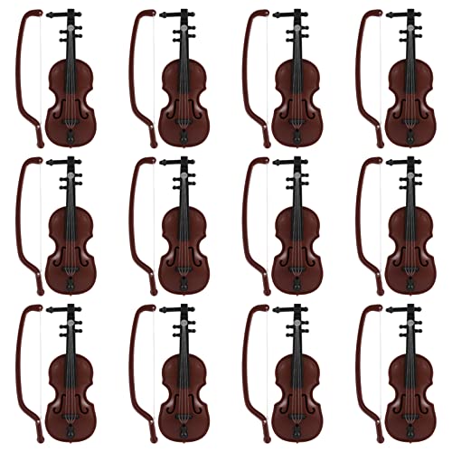 ibasenice 12 Sätze Mini-Geige Miniatur-Weihnachtsdekorationen Miniaturgeige Kleiner Geigenwitz musikinstrumente Musical Instruments Desktop-Dekoration Mini-Violine-Modell Plastik Coffee von ibasenice