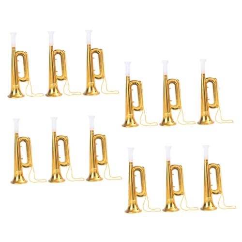 ibasenice 12 Stück Cheer-Lautsprecher Kompakte Trompete Aus Kunststoff Kindertrompete Party-trompete- Musikspielzeug Kompakte Kindertrompete Kleine Trompete Abs Golden von ibasenice