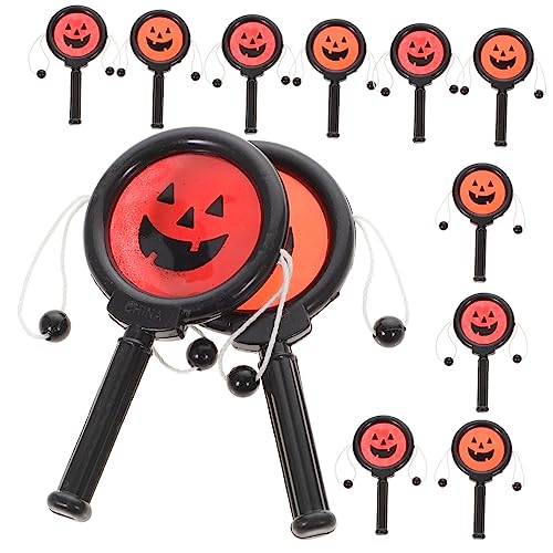 ibasenice 12 Stück Halloween Kürbis Rasseldrum Handglocke für Musikinstrument für Party Spiel Fördert Hand Augen Koordination Leicht Tragbar aus Hochwertigem Zufällige Farbe von ibasenice