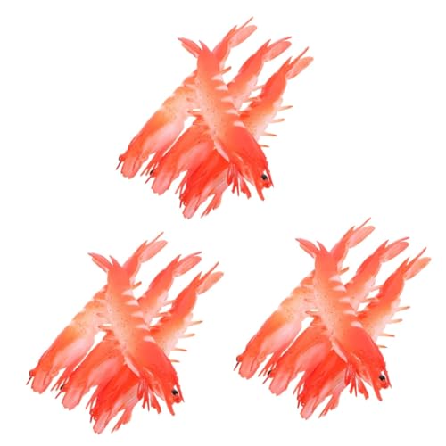 ibasenice 12 STK künstliche Garnelen Spielzeuge Meerestiermodell pädagogisches Spielzeug Simulationsgarnelenspielzeug rote Garnelen Flussgarnelen Requisiten schmücken PVC von ibasenice