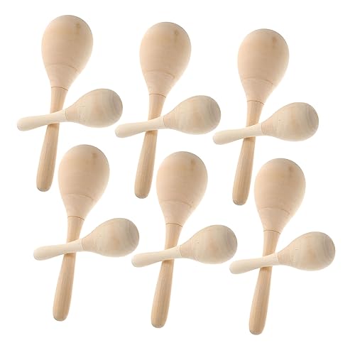 ibasenice 12 Stück Teiliges DIY Holz Maracas für Leere Bemalbare Musikinstrumente Leichte Rasseln und Feinmotorik für Party und Musikalische Früherziehung von ibasenice