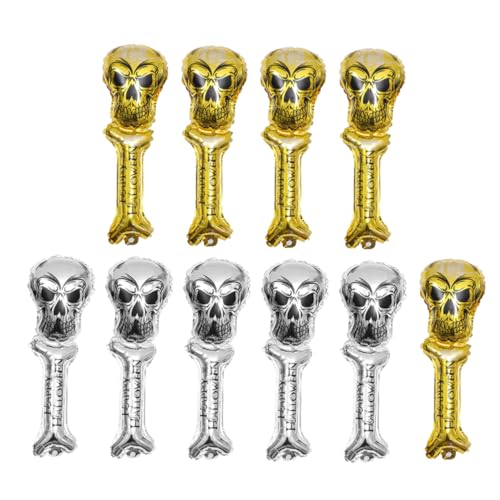ibasenice 12 Stück Teiliges Halloween Aufblasbare Schlagstäbe mit Gruseligen Motiven Handliche Air Playthings Farblich Gemischt Gold und Silber Dekorative Partyaccessoires für Schaurige von ibasenice