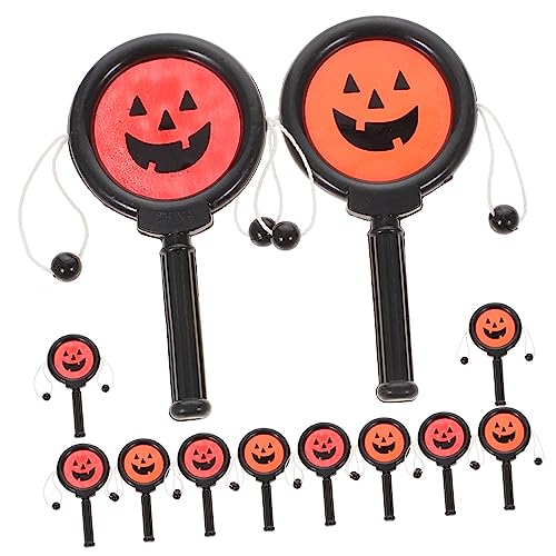 ibasenice 12 Stück Teiliges Halloween Rasselspielzeug Kürbis Rassel Drum und Handglocken für Musikspielzeug Hand Auge Koordination und Kognitiven Fähigkeiten Zufällige Farbe von ibasenice