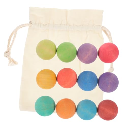 ibasenice 12 Stück Teiliges Holzspielzeug Bunte Matte Holzkugeln Montessori Lernspielzeug für Kleinkinder Farbenerkennung und Feinmotorik von ibasenice