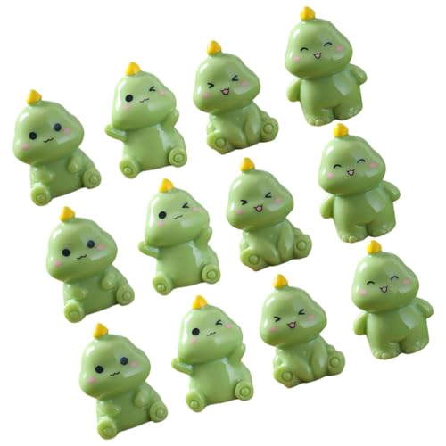 ibasenice 12 Stück Teiliges Mini Dinosaurier Figuren aus Resin Realistische Kleine Grüne Miniatur Reptilien für Garten Bürodekoration Vielseitige Mini Figuren für Landschaft Tisch und Party von ibasenice